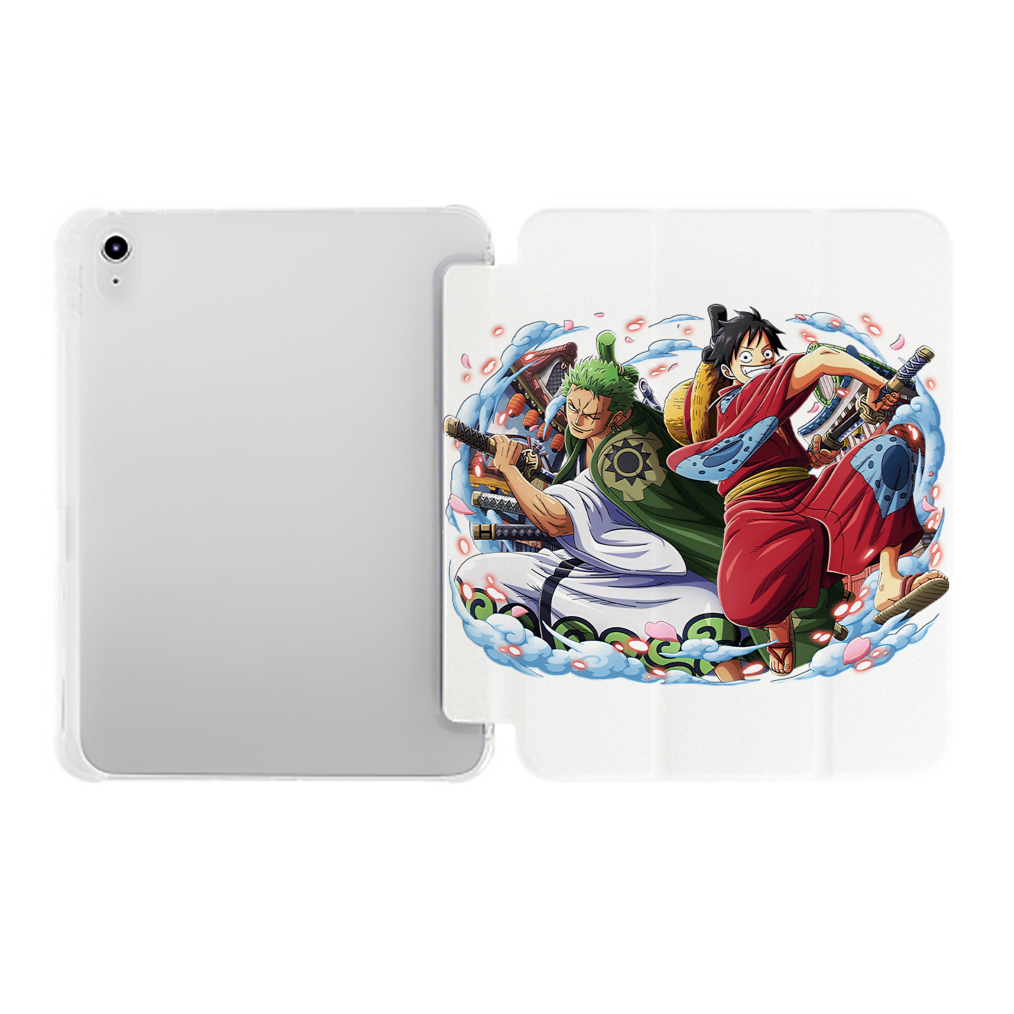 （画像用） ワンピース モンキー・D・ルフィ ONE PIECE Monkey D. Luffy IPad ケース ペン収納付き 三つ折りスタンド PUレザー×シリコン 対応機種9.5/10.5/10.9インチ